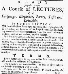 “A Lady’s” Lecture Series Advertisement 